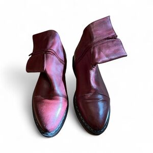 Burgundy Leather Ankle Boots